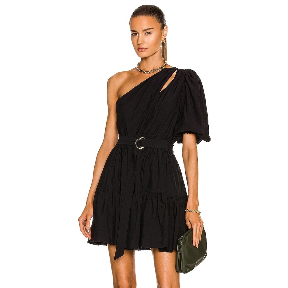 Jonathan Simkhai Silvana One-Shoulder Mini Dress With Pockets - Black - Small